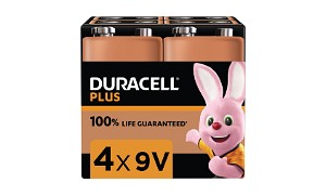 Duracell Plus Power 9V PP3 Paquete de 4